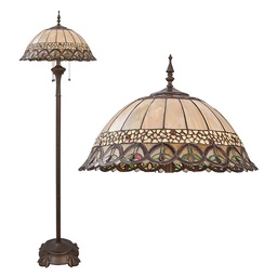 [5LL-5681] Floor Lamp Tiffany Beige, Brown Ø 50x165 cm E27/max 3x60W