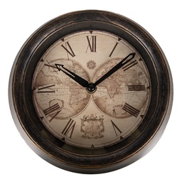 [6KL0801] Horloge murale Marron Beige Ø 23x5 cm / 1xAA