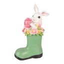 Decoration Rabbit in boot White Green 13x8x20 cm