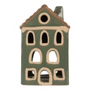 Kerzenhalter Weihnachten Häuschen Grün Braun 9x8x15 cm