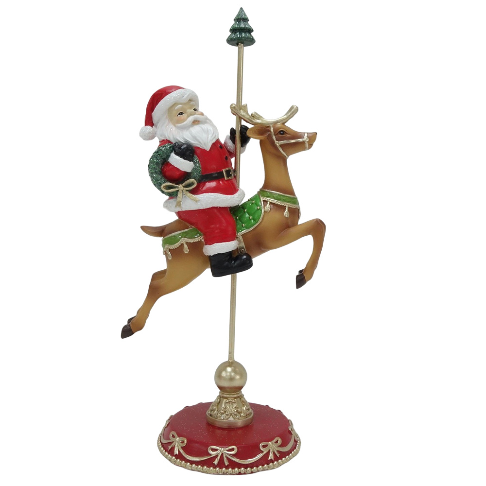 Decoratie kerstman op rendier 14x10x30 cm