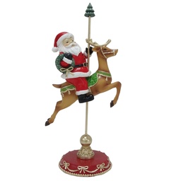 [6PR6409] Decoratie kerstman op rendier 14x10x30 cm