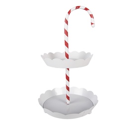 [6Y5981] Étagère canne à sucre 2 niveaux Blanc Rouge Ø 29x47 cm