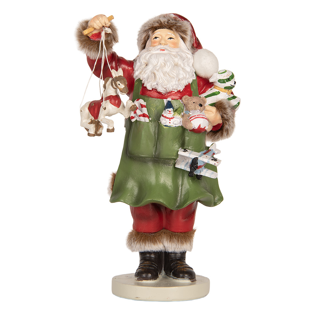 Clayre & Eef Beeld Kerstman 13x9x23 cm Groen Kunststof