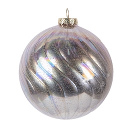 [6GL5144] Boule de Noël Rose Couleur argent Ø 10x10 cm
