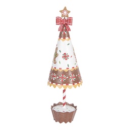 [6Y5803] Decorazioni Natalizie Albero di natale Marrone Bianco Ø 11x37 cm