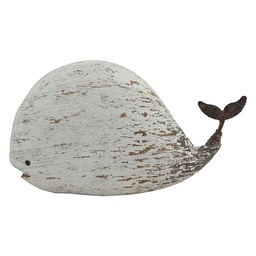 [6H2517] Decorazione Balena Bianco Marrone 25x7x14 cm