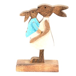 [6H2152] Image de décoration Lapin Marron, Rose 15x6x22 cm
