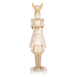 [6PR5468] Deko Kaninchen Beige Goldfarbig 13x12x47 cm
