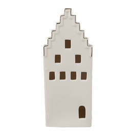 [6CE1598L] Dekoration Haus mit LED Beige, Goldfarbig 8x8x20 cm
