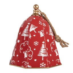 [6Y6018] Décoration Cloche Rouge Blanc Ø 27x31 cm
