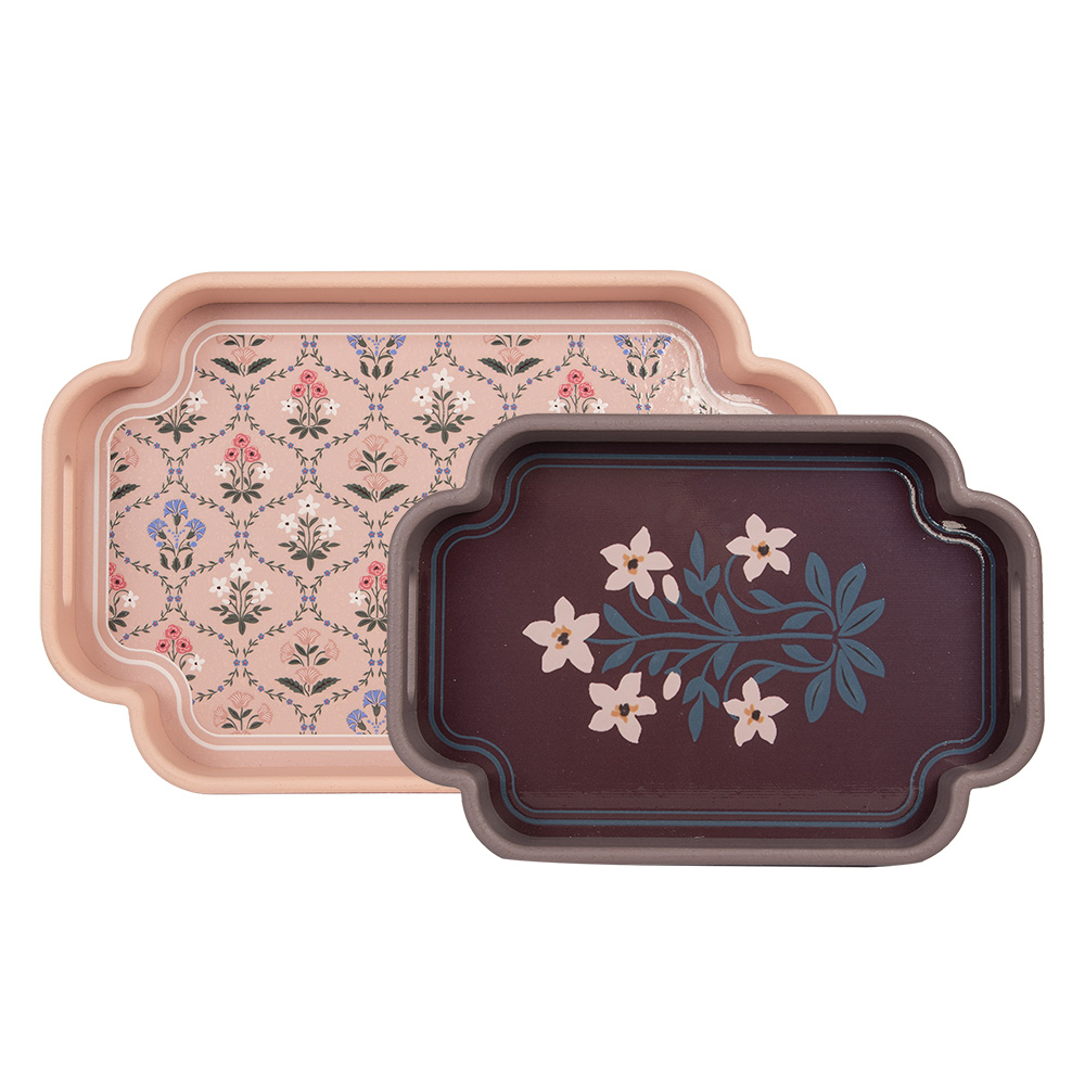 Decoratief dienblad (set van 2) 46x30x5 / 35x24x5 cm