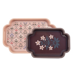 [6H2463] Vassoio Decorativo (set di 2) Rosa Viola 46x30x5 / 35x24x5 cm