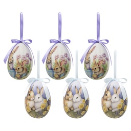 [65911] Decoratie hanger ei (set 6) Ø 7x10 cm
