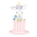 Decoration Rabbit on hat White Pink Ø 18x26 cm