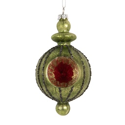 [6GL5406] Weihnachtskugel Grün Rot 7x6x13 cm