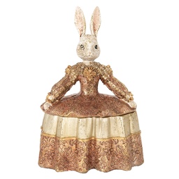 [6PR5509] Jewellery Box Rabbit Beige Pink Gold colored 18x12x25 cm