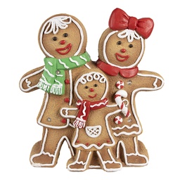 [6MG0049] Décoration bonhommes de pain dépice avec LED Marron Blanc 31x10x35 cm