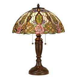 [5LL-5370] Lampe de table Tiffany Vert, Rose Ø 47x61 cm E27/max 2x60W