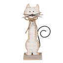 Clayre & Eef Statuetta decorativa Gatto 38 cm Bianco Legno