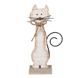 [6Y5594] Deko Katze Weiß 21x8x38 cm