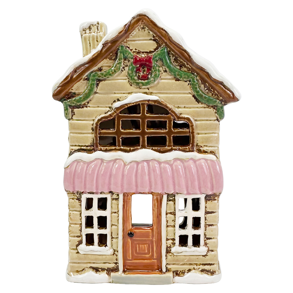 Porte-lampes de Noël chalet Beige Marron 14x9x20 cm