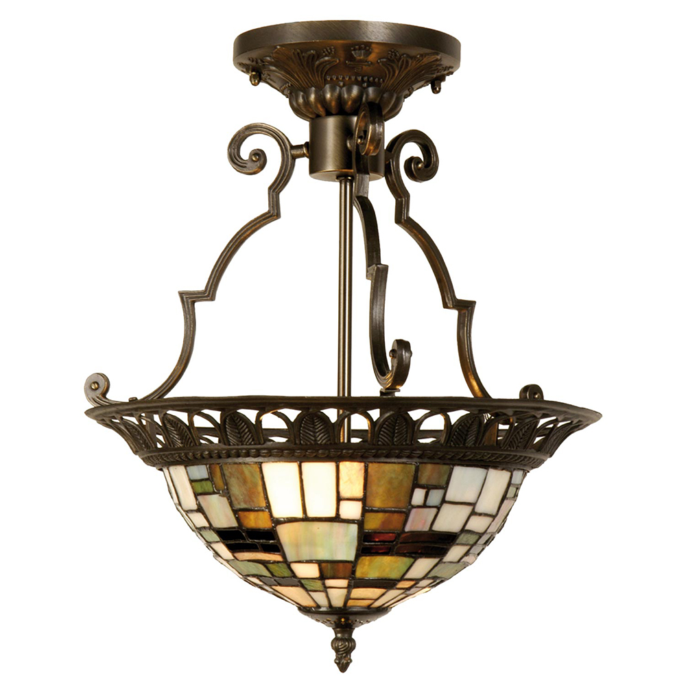 Lampe de plafond Tiffany Marron, Beige Ø 37x41 cm E14/max 2x40W