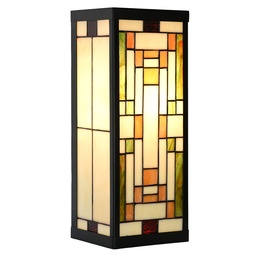 [5LL-6363] Tiffany Wandlampe Beige Grün 14x16x40 cm E27/max 1x100W