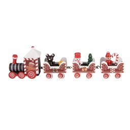 [6H2482] Dekoration Zug Rot Weiß 22x2x7 cm