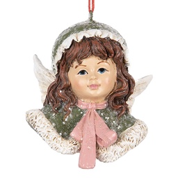 [6PR5705] Décoration pendentif Ange Vert Beige 7x7x7 cm