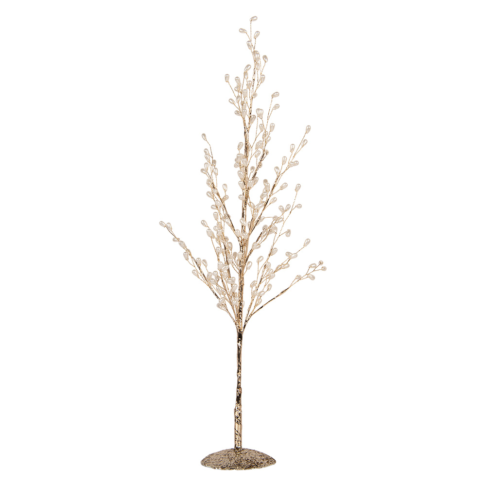 Arbre de décoration Blanc Couleur or 9x9x50 cm
