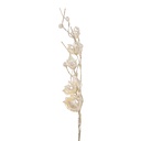 Weihnachtsdeko Zweig mit Blumen Weiß Goldfarbig 6x6x62 cm