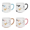 Tasses (set de 4) Blanc Marron 10x10x8 cm / 450 ml