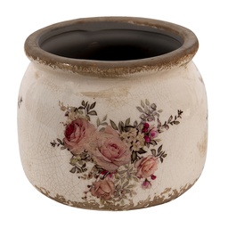 [6CE1419S] Vaso Porta Pianta Rosa, Beige Ø 10x9 cm