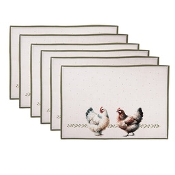 Clayre & Eef Placemats Set of 6 48x35 cm Beige Cotton