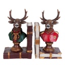 Buchstützen 2er Set Braun, Rot, Grün, Weiß 14x13x18 cm