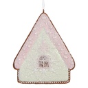 Dekoration Anhänger Haus Grün Rosa 9x1x10 cm