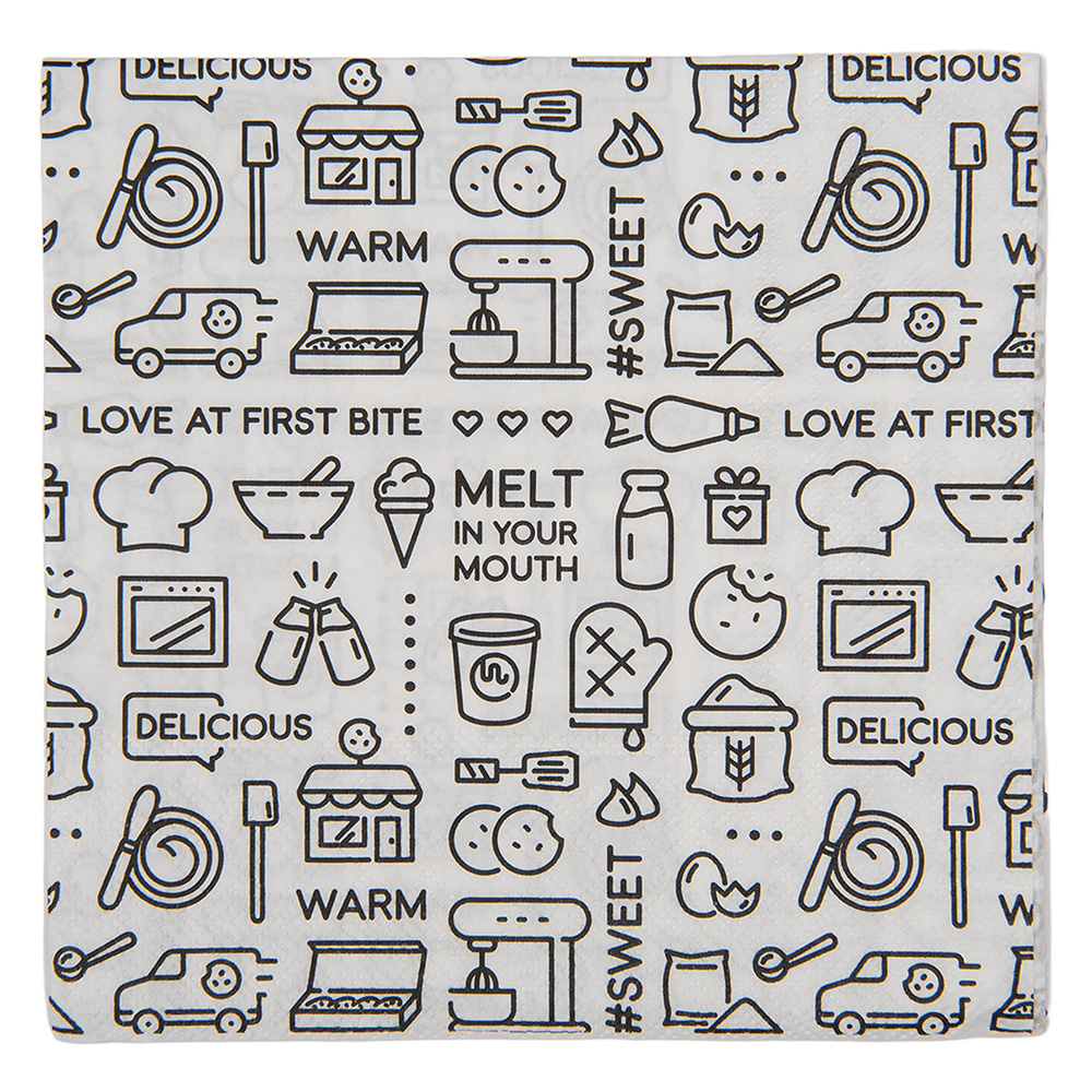 Papierservietten Weiß Schwarz 33x33 cm (20)