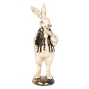 Decoration Statue Rabbit Beige Black 8x9x25 cm