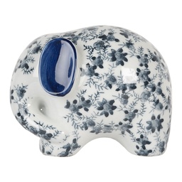 [6CE2094] Deko Elefant Weiß Blau 20x14x15 cm