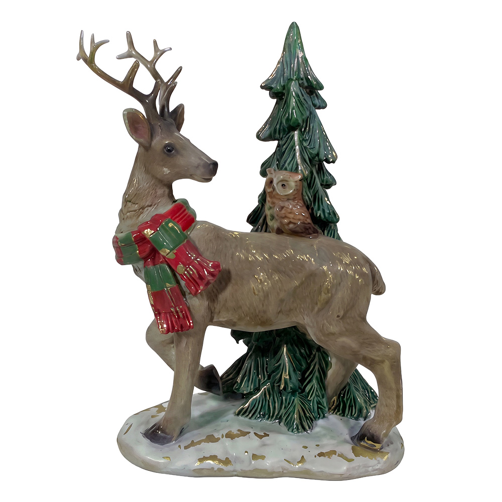 Décoration Cerf Marron Vert 14x11x20 cm