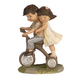 [6PR5027] Decorazione bambini su bicicletta Marrone 10x6x14 cm
