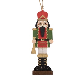 [6H2496] Decorazione pendente di schiaccianoci Verde Rosso 6x1x18 cm