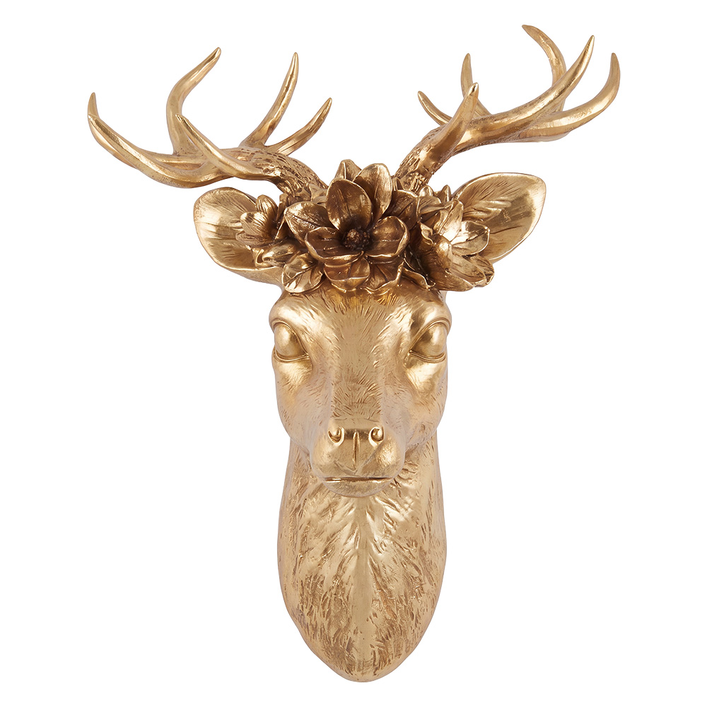 Décoration murale cerf Couleur or 43x26x57 cm