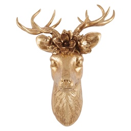 [6PR6540] Wanddeko Hirsch Goldfarbig 43x26x57 cm
