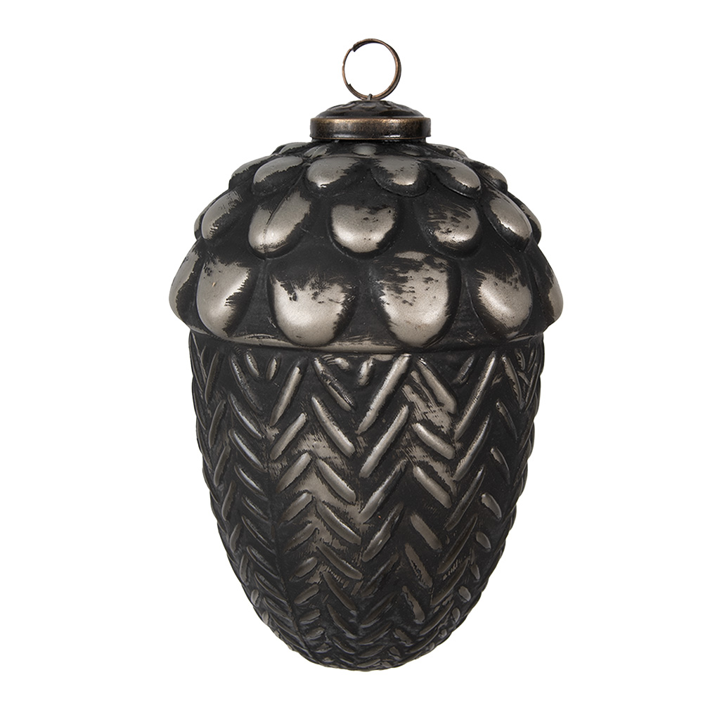 Boule de Noël Noir Gris Ø 11x16 cm