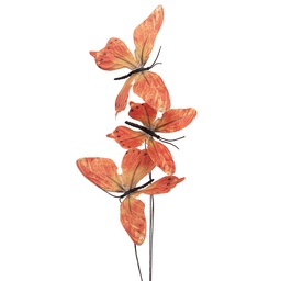 [50865] Deko Zweig mit Schmetterlinge Orange Schwarz 10x10x65 cm