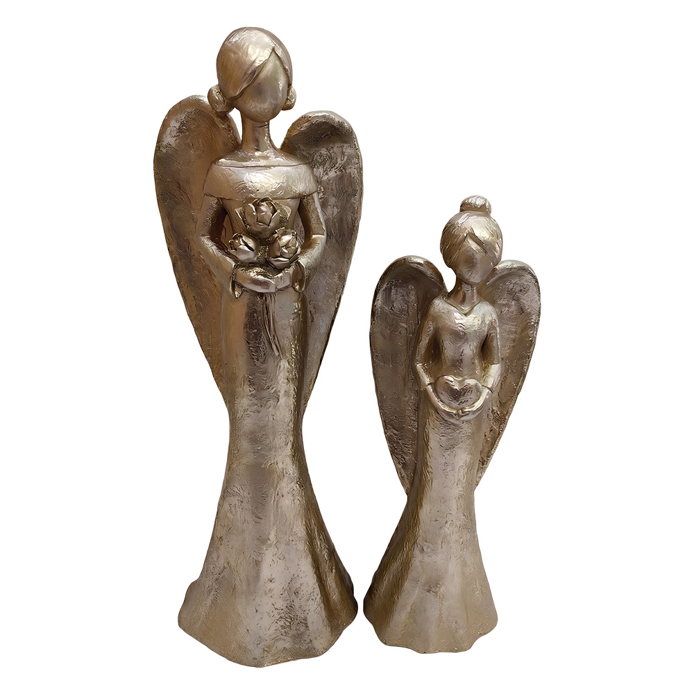 Decoratie engelen (set van 2) 11x9x33 / 9x7x26 cm