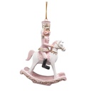Pendentif décoratif cheval à bascule Rose 6x3x9 cm