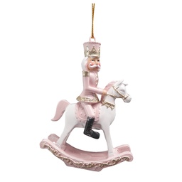 [6PR3671] Pendentif décoratif cheval à bascule Rose 6x3x9 cm